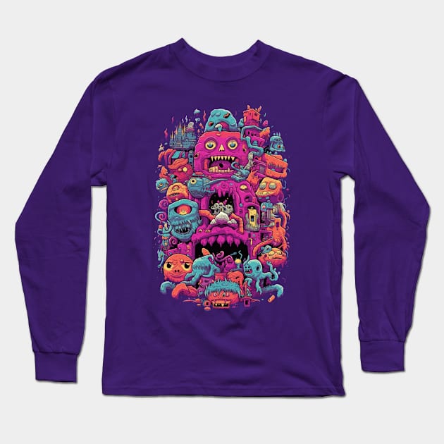 Friendly Monsters Long Sleeve T-Shirt by MerlinArt